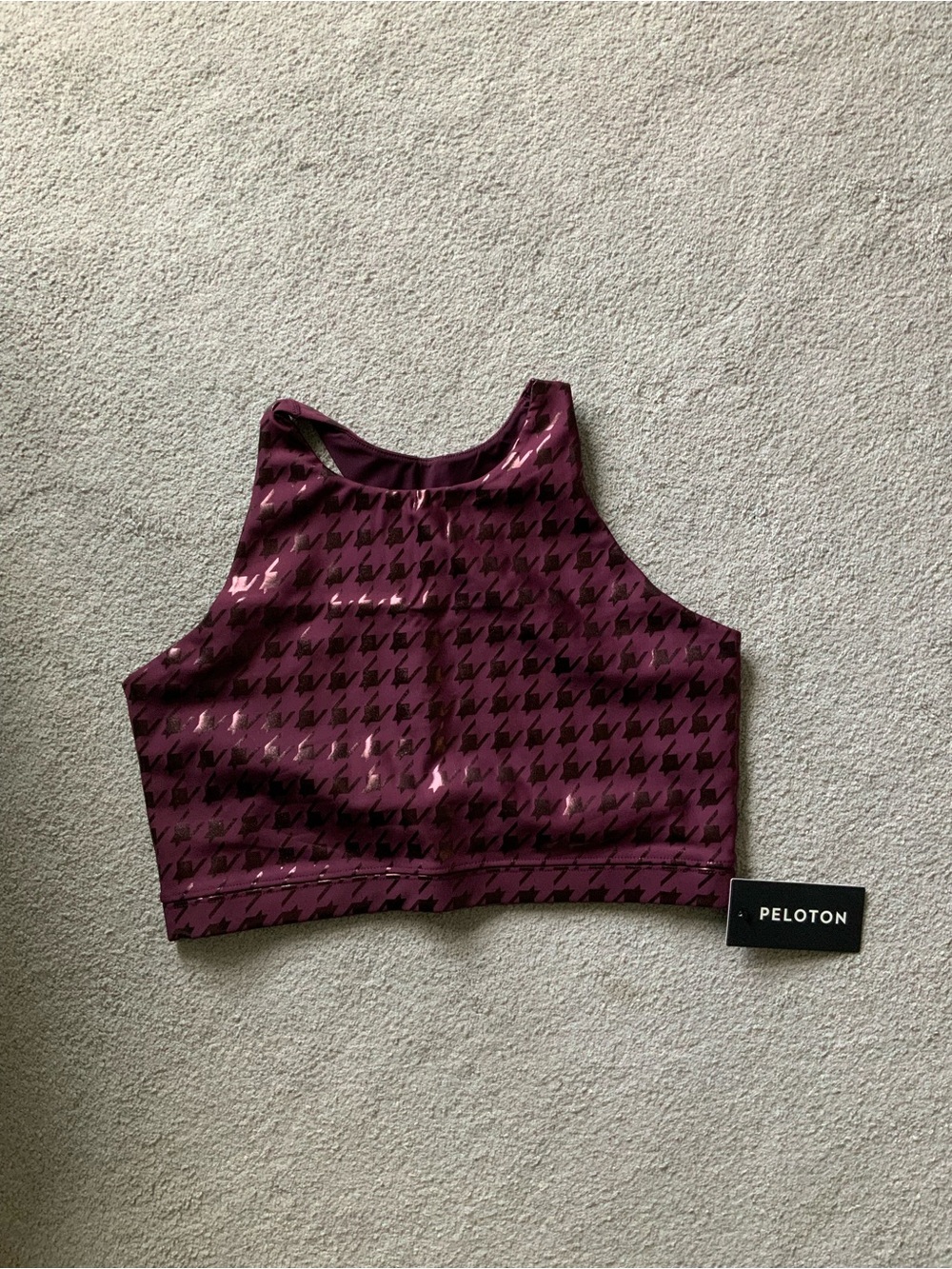 Peloton Women's Plum Houndstooth High-Neck Crop Top